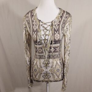 Free People paisley lace-up top